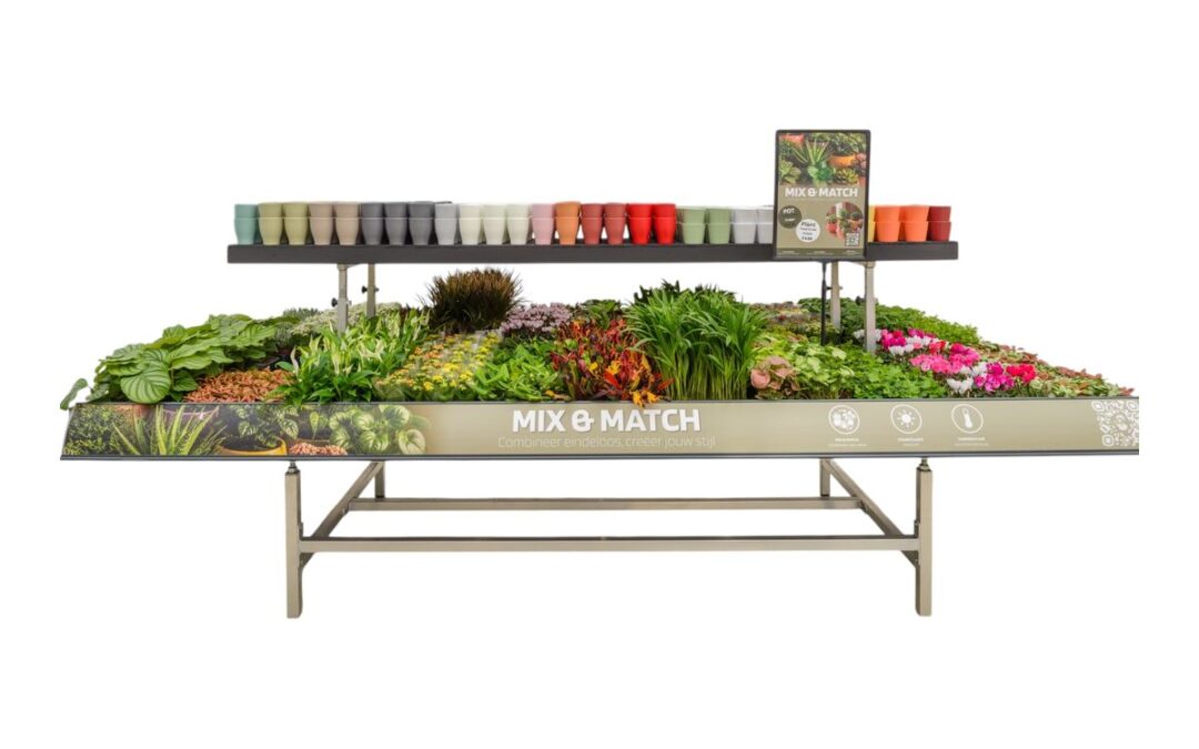 Concepttafel Mix & Match met planten en gekleurde potten